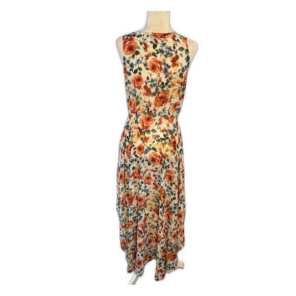 Loueman Women’s Blue Green Orange Floral Tank High Low Dress Medium - Picture 2 of 5